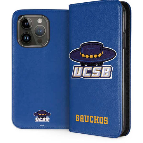 University of California-Santa Barbara UCSB Gauchos Blue iPhone 15 Pro Folio Case